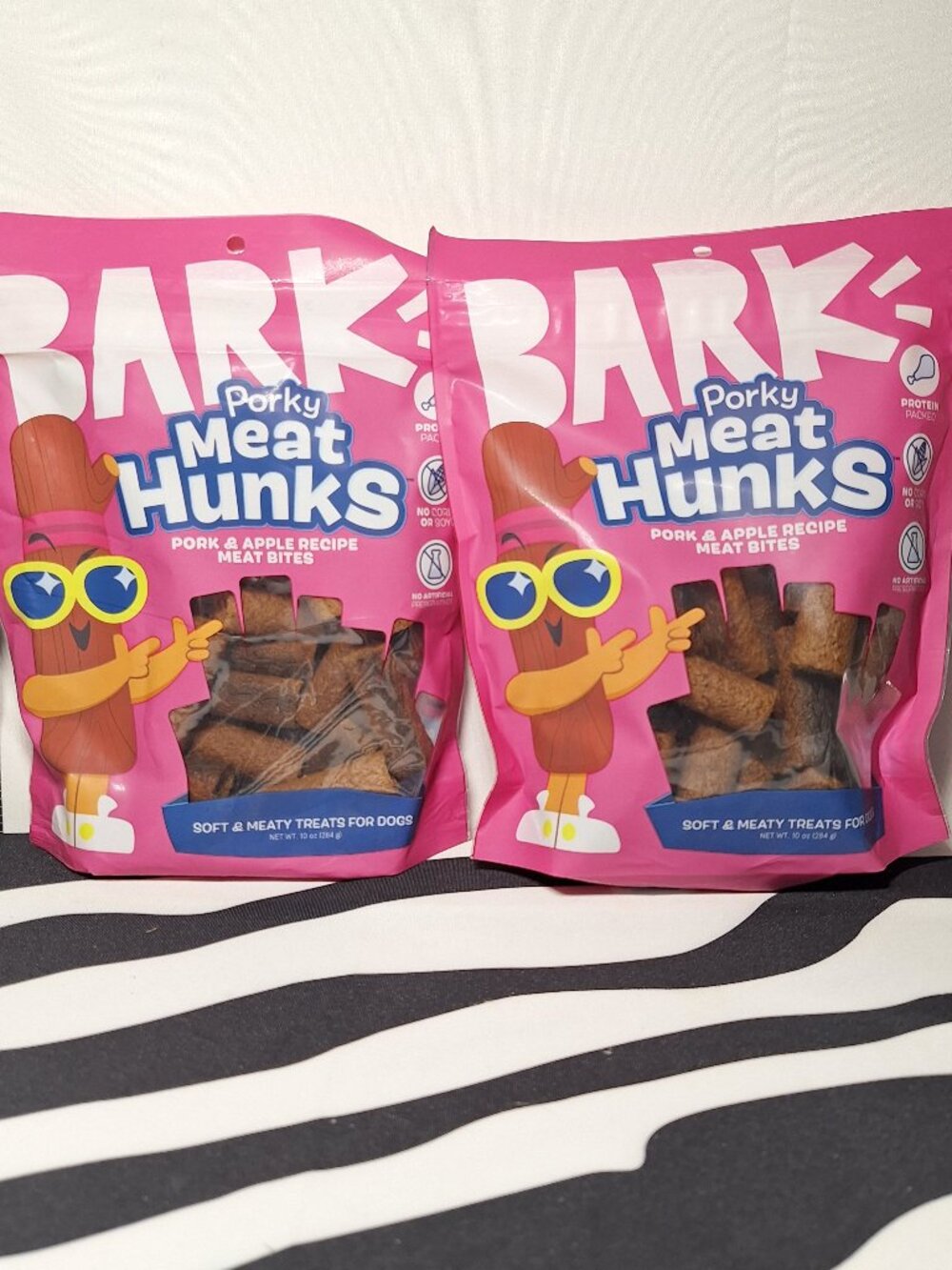 NWT Bark Porky Meat Hunks Dog Treats, 2 pack
